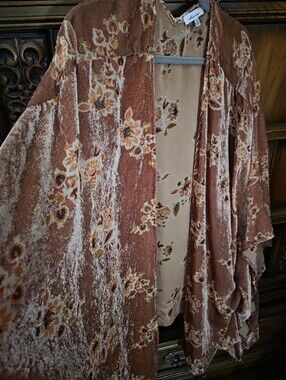Pretty Mauve Fall Kimono Style Cardigan, Velvet Feel Outer Layer